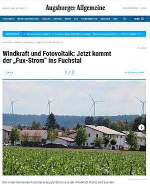 Bildzitat Windenergie Fuchstal Artikel Augsburger Allgemeine